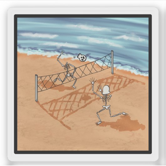 Skeleton-Strand-Volleyball-Aufkleber Aufkleber (Vorderseite)