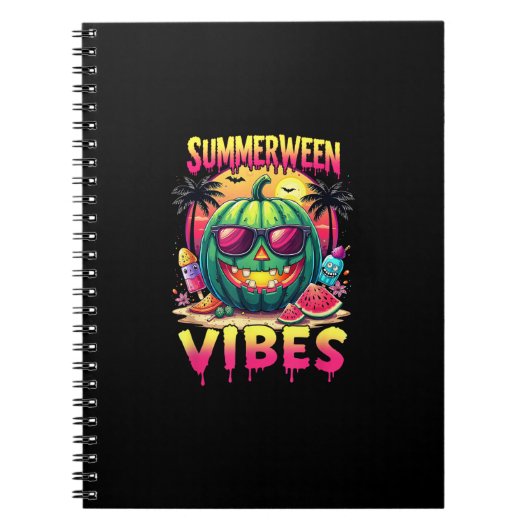 Skeleton Summer Summerween Vibes Watermelon Jack-O Notizblock (Vorderseite)