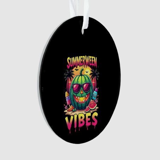 Skeleton Summer Summerween Vibes Watermelon Jack-O Ornament (Vorderseite)
