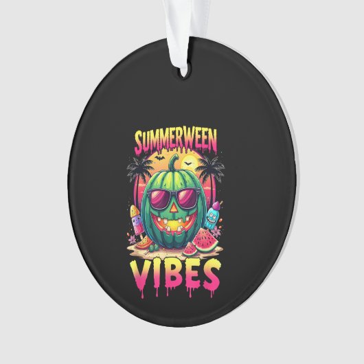 Skeleton Summer Summerween Vibes Watermelon Jack-O Ornament (Vorderseite)