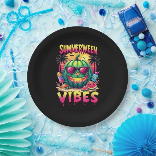 Skeleton Summer Summerween Vibes Watermelon Jack-O Pappteller (Party)