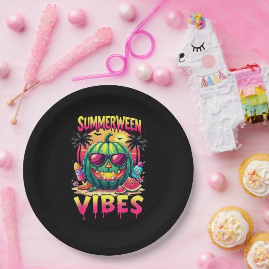 Skeleton Summer Summerween Vibes Watermelon Jack-O Pappteller (Party)