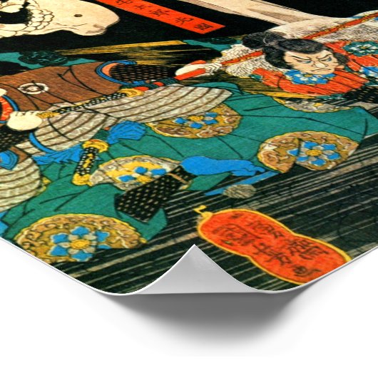 Skeleton Summoned by Witch Kuniyoshi Fine Art Poster (Ecke)
