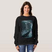 Skeleton Surfboard Til Surf Do Us Part Skull Wave Sweatshirt (Vorne ganz)