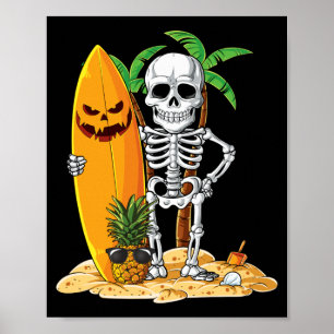 Skeleton-Surfen Halloween Hawaii Hawaiian Männer Poster
