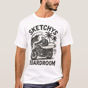 Skeleton Surfer auf Motorrad – Grunge Surf Art Tee
