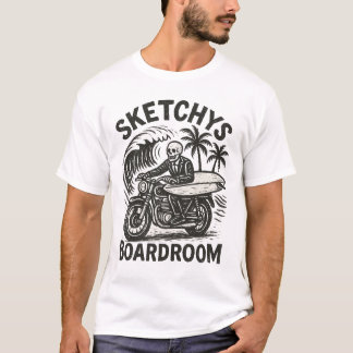 Skeleton Surfer auf Motorrad – Grunge Surf Art Tee