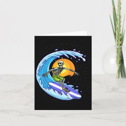 Skeleton Surfer Halloween Kostüm Mens Womens Kids Karte (Vorderseite)