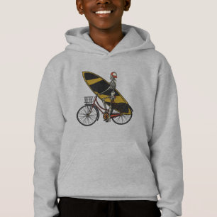 Skeleton Surfer mit Surfboard Hoodie