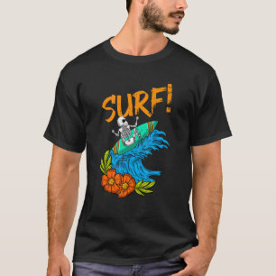 Skeleton Surfer Vintag Hawaii Waves Surfen T-Shirt