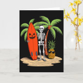 Skeleton Surfing Halloween Beach Vibe Fun Karte (Gelbe Blume)