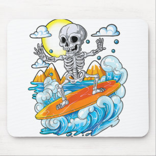 Skeleton Surfing Halloween Hawaii Hawaiian Men Wom Mousepad