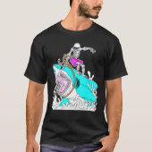 Skeleton Surfing Shark Halloween T-Shirt (Vorderseite)