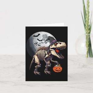 Skeleton T Rex Dinosaur Fun Halloween Pumpkin Boys Karte