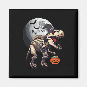 Skeleton T Rex Dinosaur Fun Halloween Pumpkin Boys Magnet (Vorne)