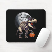 Skeleton T Rex Dinosaur Fun Halloween Pumpkin Boys Mousepad (Mit Mouse)