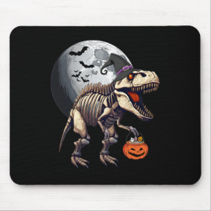 Skeleton T Rex Dinosaur Fun Halloween Pumpkin Boys Mousepad