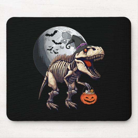 Skeleton T Rex Dinosaur Fun Halloween Pumpkin Boys Mousepad (Vorne)
