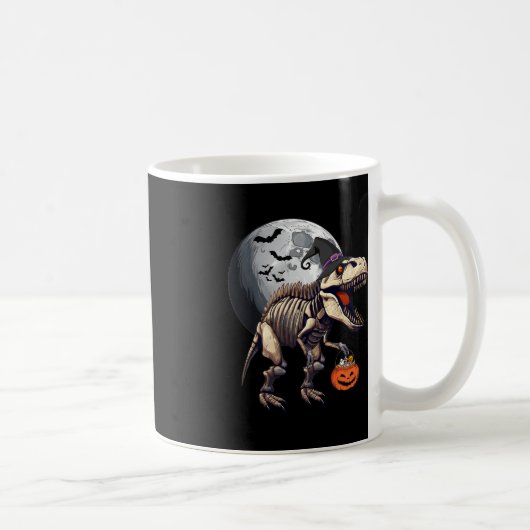 Skeleton T Rex Dinosaur Funny Halloween Pumpkin Bo Kaffeetasse (Rechts)