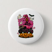 Skeleton T Rex Dinosaur Monster Truck Pumpkin Brea Button (Vorderseite)