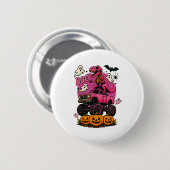 Skeleton T Rex Dinosaur Monster Truck Pumpkin Brea Button (Vorne & Hinten)