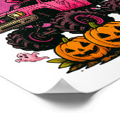Skeleton T Rex Dinosaur Monster Truck Pumpkin Brea Poster (Ecke)