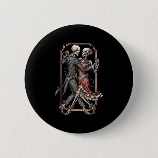 Skeleton Tango Halloween Costume Spooky Dancers Da Button (Vorderseite)