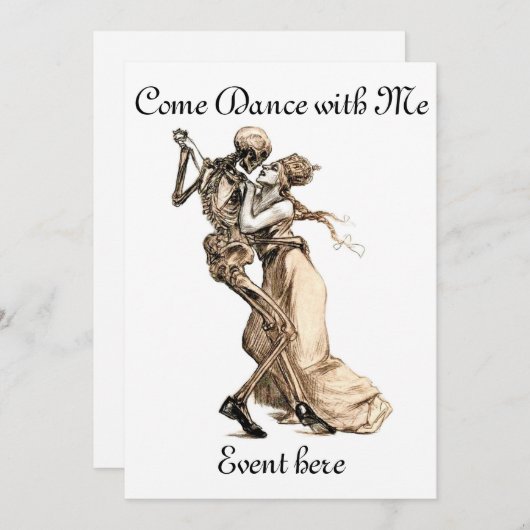 Skeleton Tanz mit der Einladung (Vorne/Hinten)