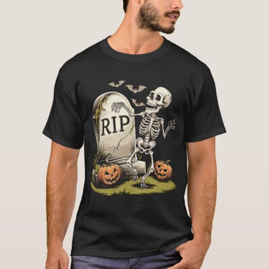 Skeleton tanzen mit Gravestone T-Shirt (Vorderseite)