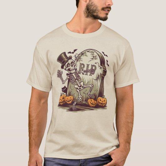 Skeleton tanzen mit Gravestone T-Shirt (Vorderseite)