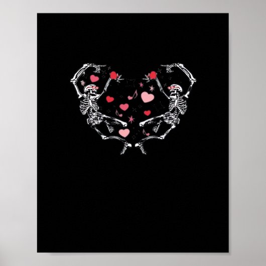 Skeleton tanzend Herz Valentinstag Geschenk Skull Poster (Vorne)
