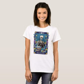 Skeleton Tarot Ästhetik Blauer Blüte Der Leser T-Shirt (Vorne ganz)