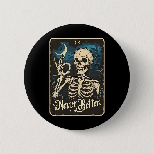 Skeleton Tarot Card Nie besseres SchädelHalloween Button (Vorderseite)