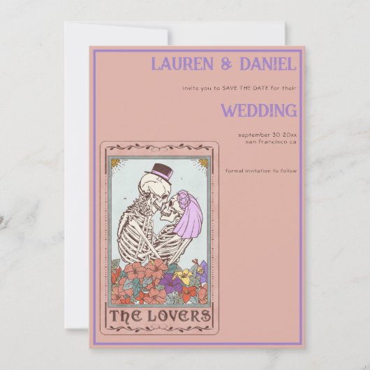 Skeleton Tarot QR Gothic Wedding Save The Date (Vorderseite)