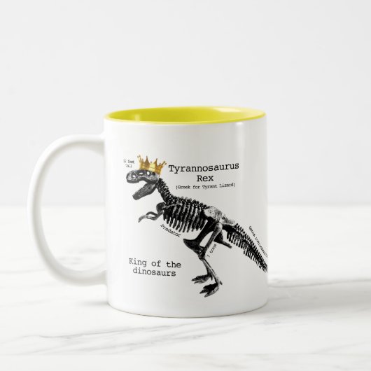Skeleton Tassenkönig T Rex der Dinosaurier Zweifarbige Tasse (Links)