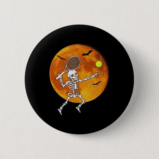 Skeleton Tennis Halloween Racket Ll Button (Vorderseite)