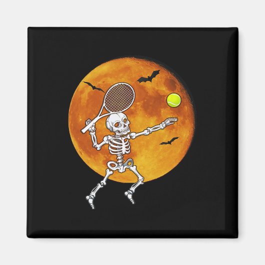Skeleton Tennis Halloween Racket Ll Magnet (Vorne)