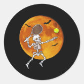 Skeleton Tennis Halloween Racket Ll Runder Aufkleber (Vorderseite)