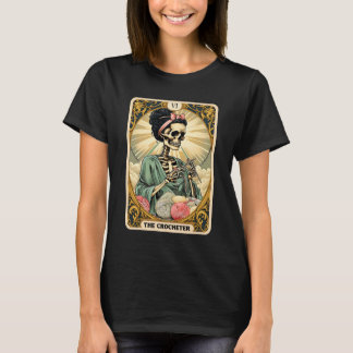 Skeleton The Crocheter Mom Tarot Card Knitter Croc T-Shirt