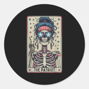 Skeleton The Patriot Tarot Karte 4. Juli Unabhängi Runder Aufkleber