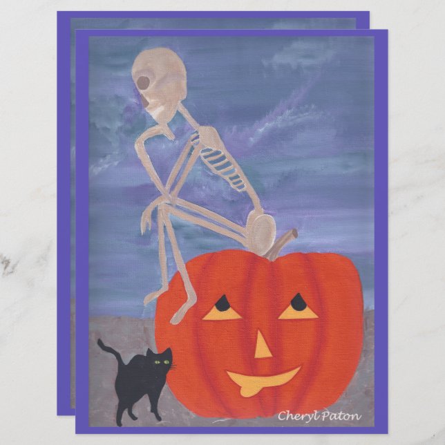 Skeleton Thinker Halloween Scrapbook Paper (Vorne/Hinten)