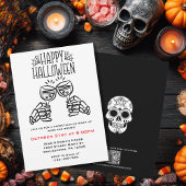 Skeleton Toasts Wine Simple Fun Halloween Einladung
