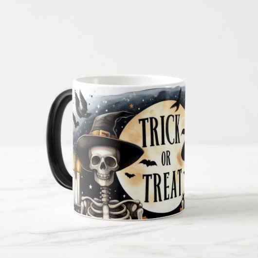 Skeleton Trick oder Treat Morph Tasse (Vorderseite Links)