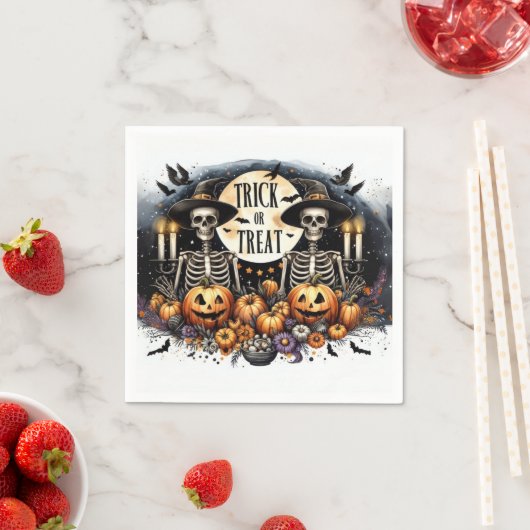 Skeleton Trick or Treat Party Paper Napkins Serviette (Beispiel)