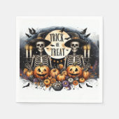 Skeleton Trick or Treat Party Paper Napkins Serviette (Vorderseite)