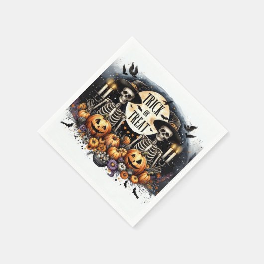 Skeleton Trick or Treat Party Paper Napkins Serviette (Ecke)