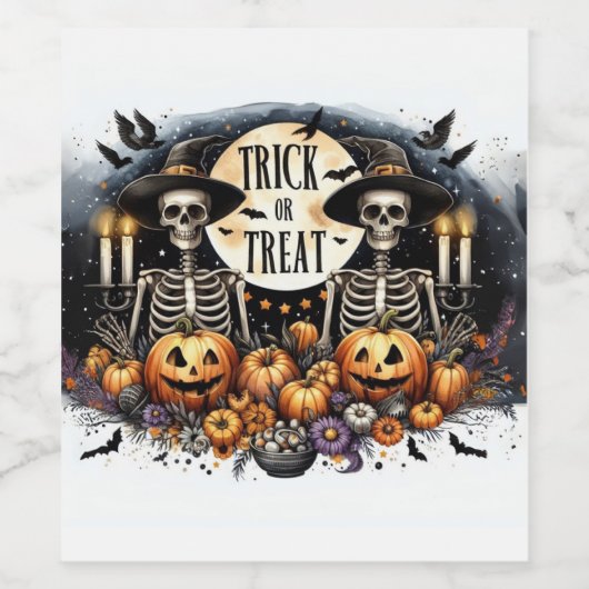 Skeleton Trick-or-TreatFood and Beverage Label Set Weinetikett (Einzelnes Label)