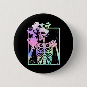 Skeleton trinken Kaffee Frauen Halloween Costu Män Button