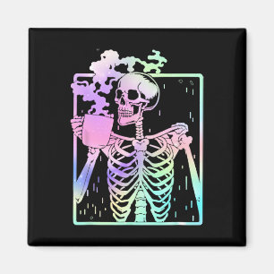 Skeleton trinken Kaffee Frauen Halloween Costu Män Magnet