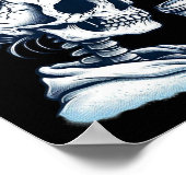 Skeleton trinken Kaffee Messy Bun Frauen Halloween Poster (Ecke)